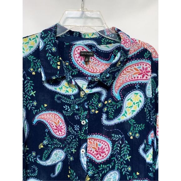 Talbots Women's Paisley Long Sleeve Button Up Shirt Multicolor Size X-L NWOT - Picture 2 of 7